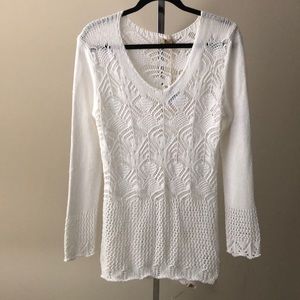 White crochet sweater